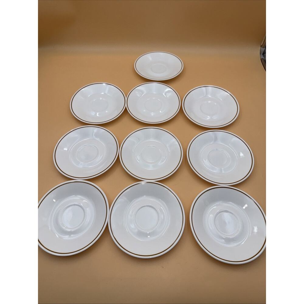 Corelle Harvest Home Small Saucer 6 1/4" White-Brown/orange Stripe - Set Of 10
